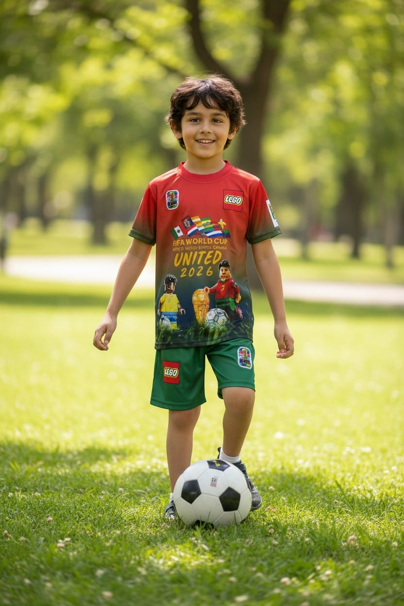 Conjunto Niño Temporada Mundialista Lego 2026 Rojo-Verde