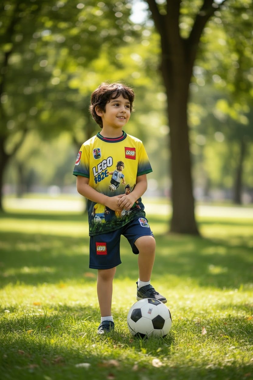 Conjunto Niño Temporada Mundialista Lego 2026 amarillo-negro