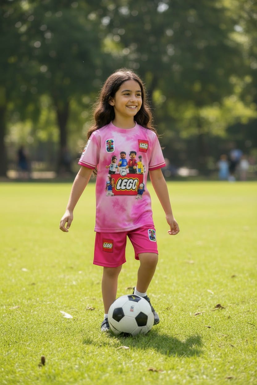 Conjunto Niño Temporada Mundialista Lego 2026 Rosa-Blanco